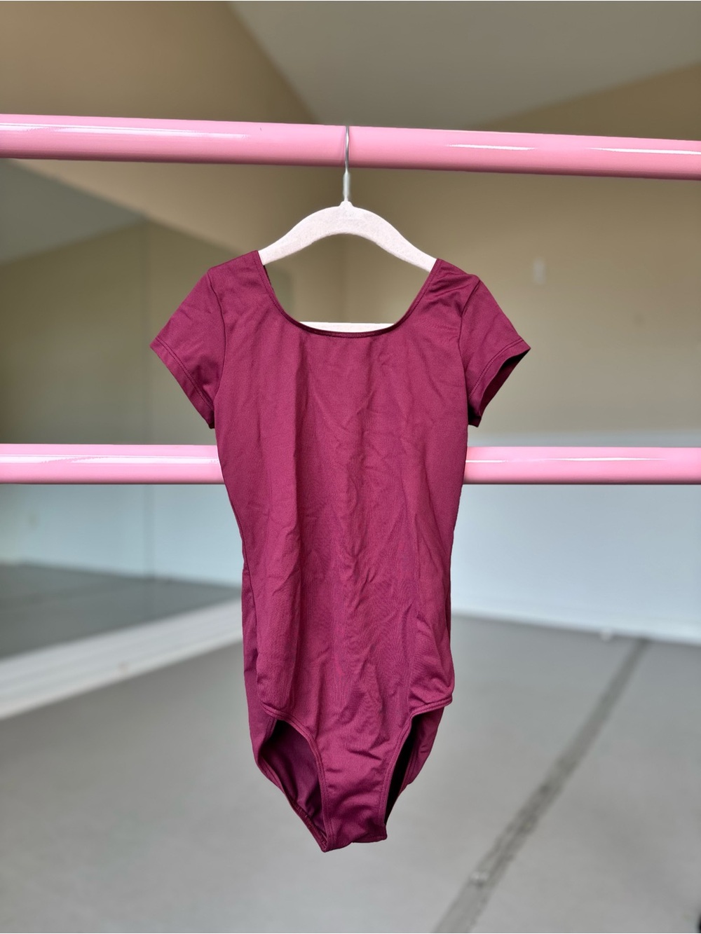 Bloch Girls' Short Sleeve One-Piece Leotard in Burgundy